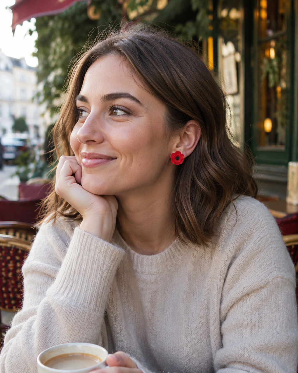 Red Poppy Stud Earrings