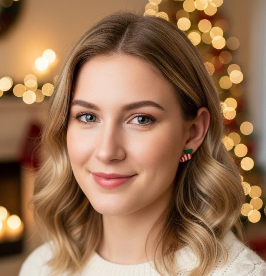 Christmas Stud Earrings Set – Minimalist Polymer Clay Earrings