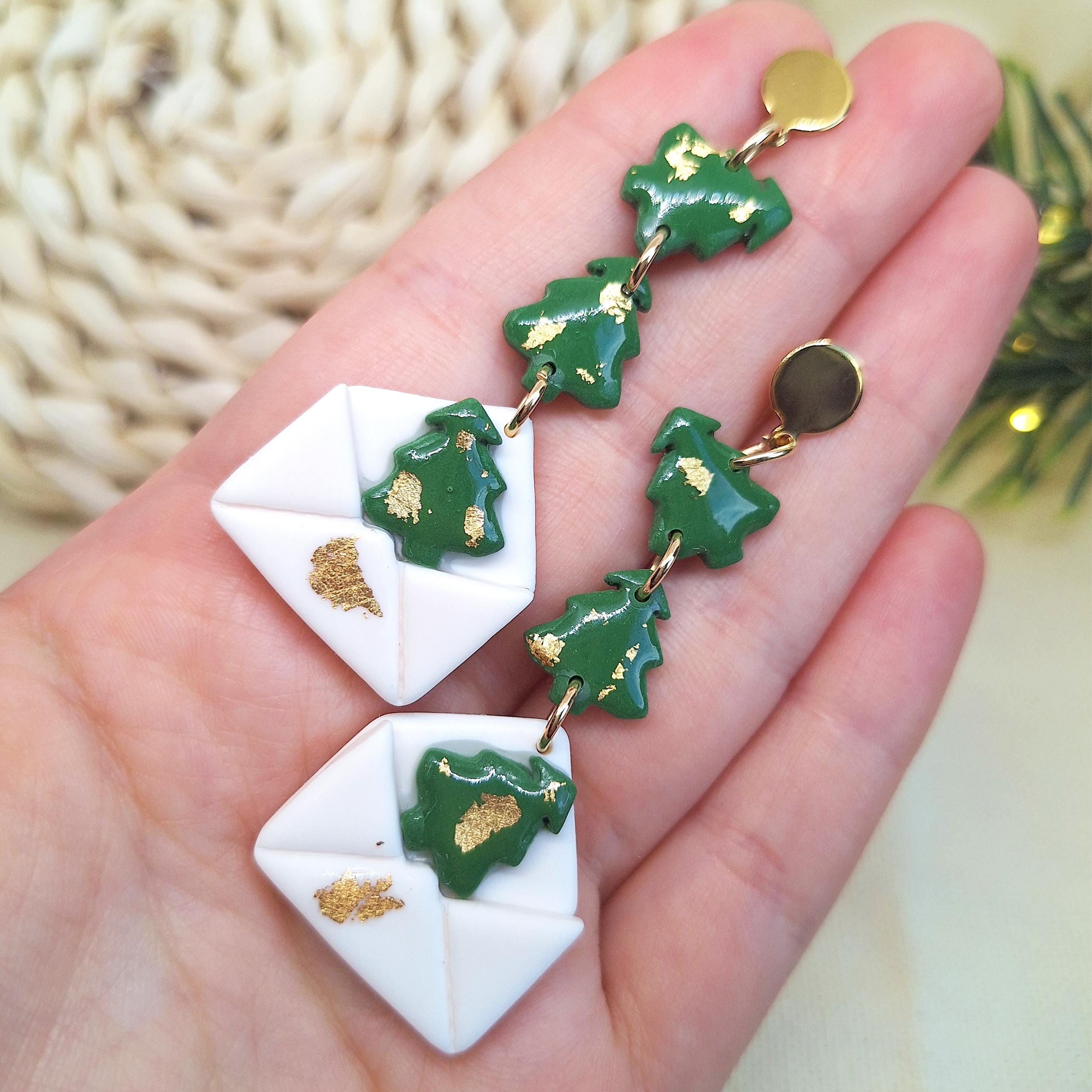 Handmade Christmas envelope earrings