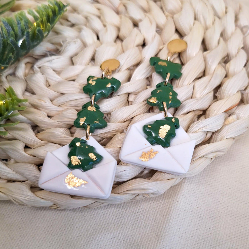 Handmade Christmas envelope earrings