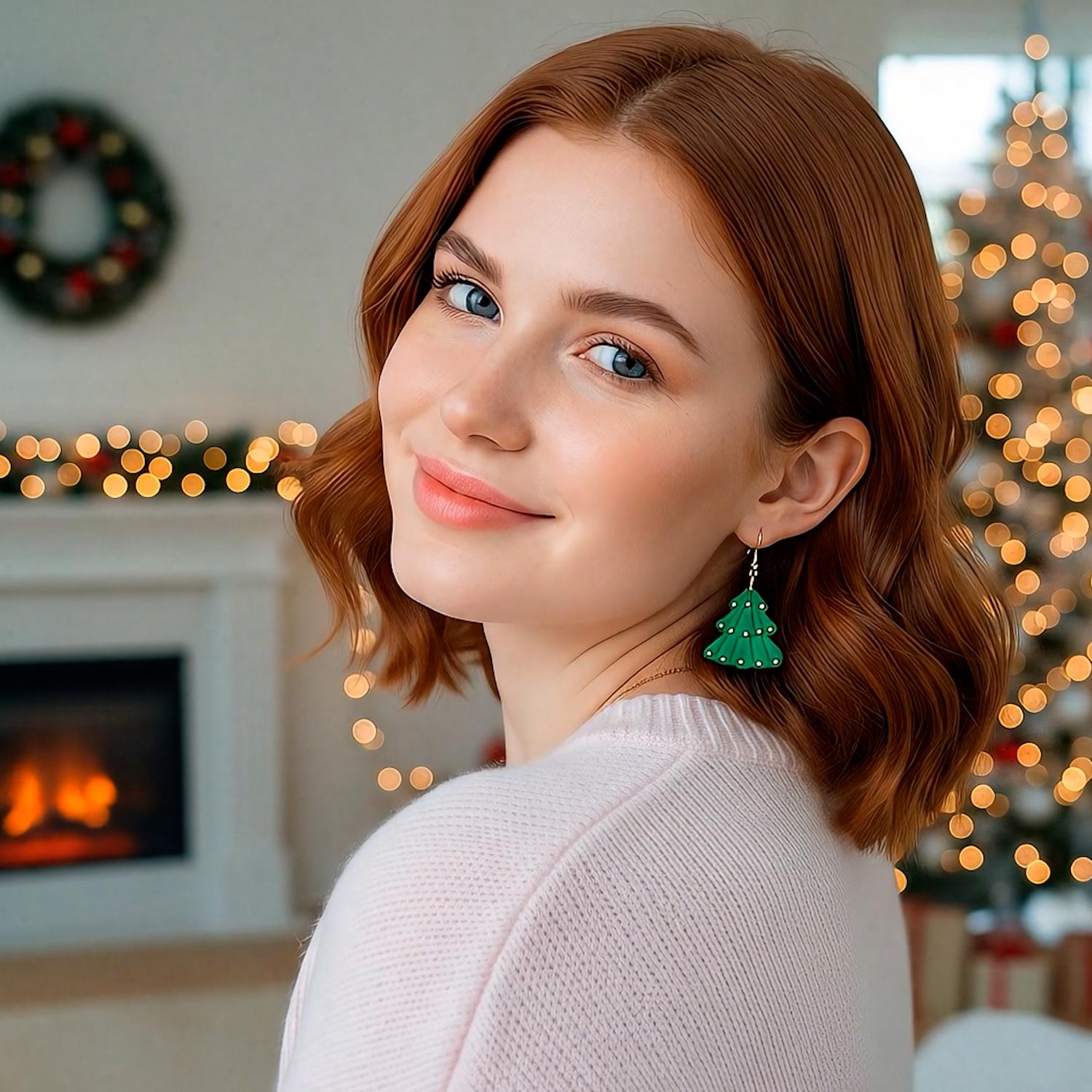 Handmade Christmas Tree Earrings