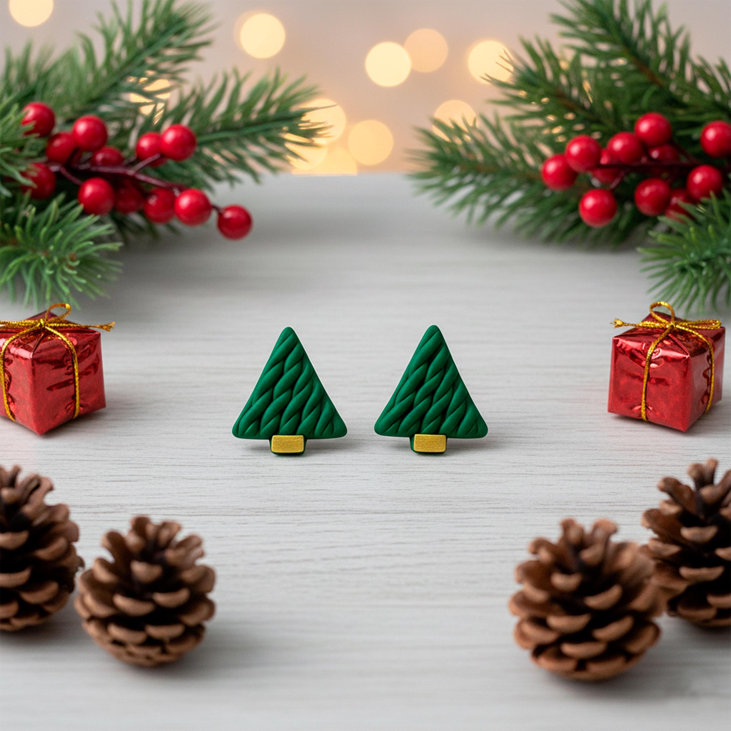 Christmas Stud Earrings Set – Minimalist Polymer Clay Earrings