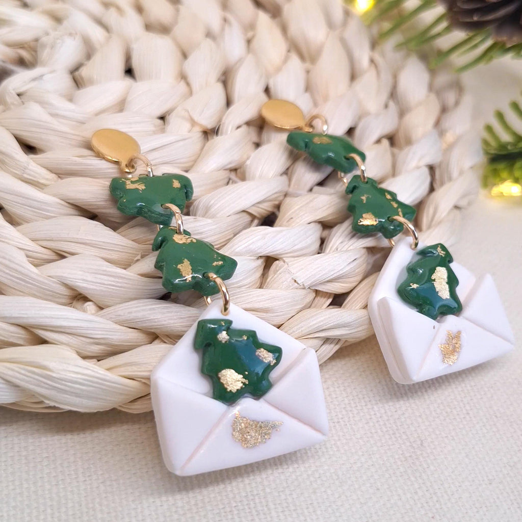 Handmade Christmas envelope earrings