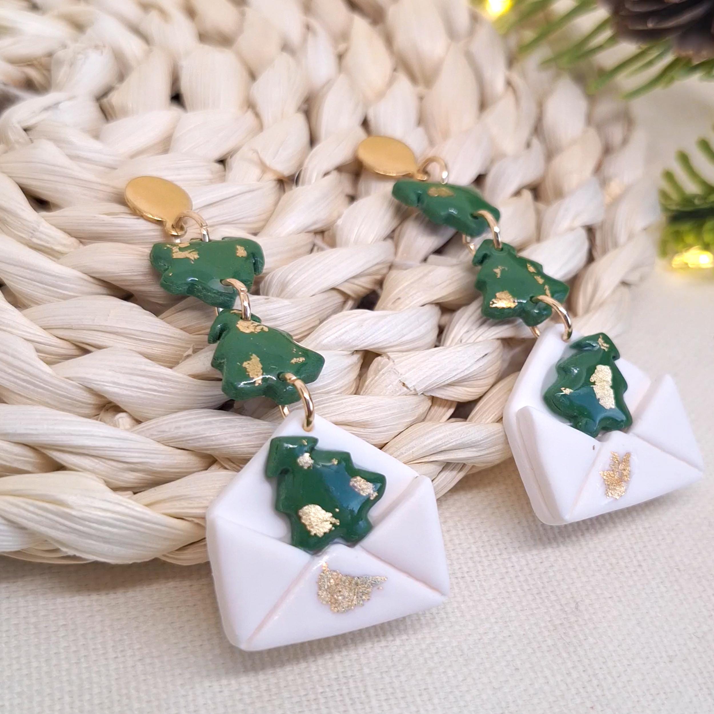 Handmade Christmas envelope earrings