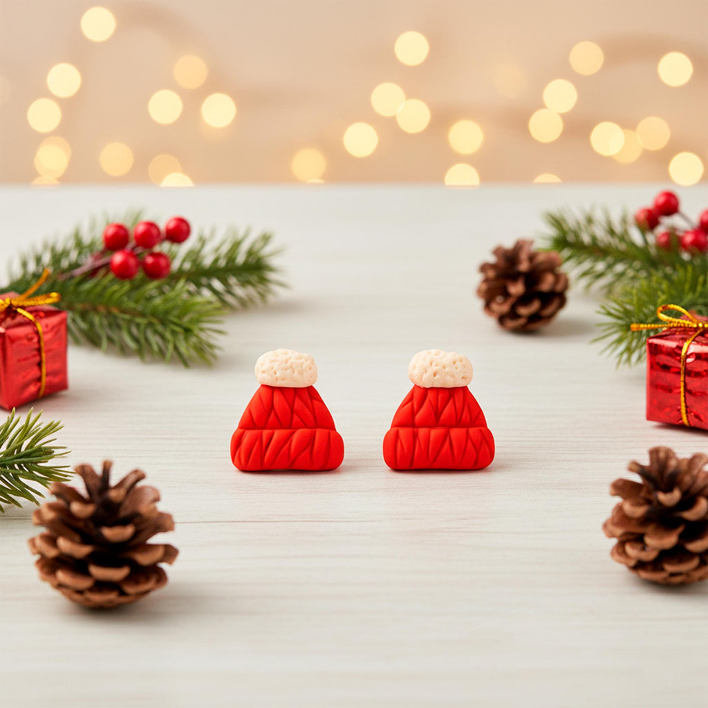 Christmas Stud Earrings Set – Minimalist Polymer Clay Earrings