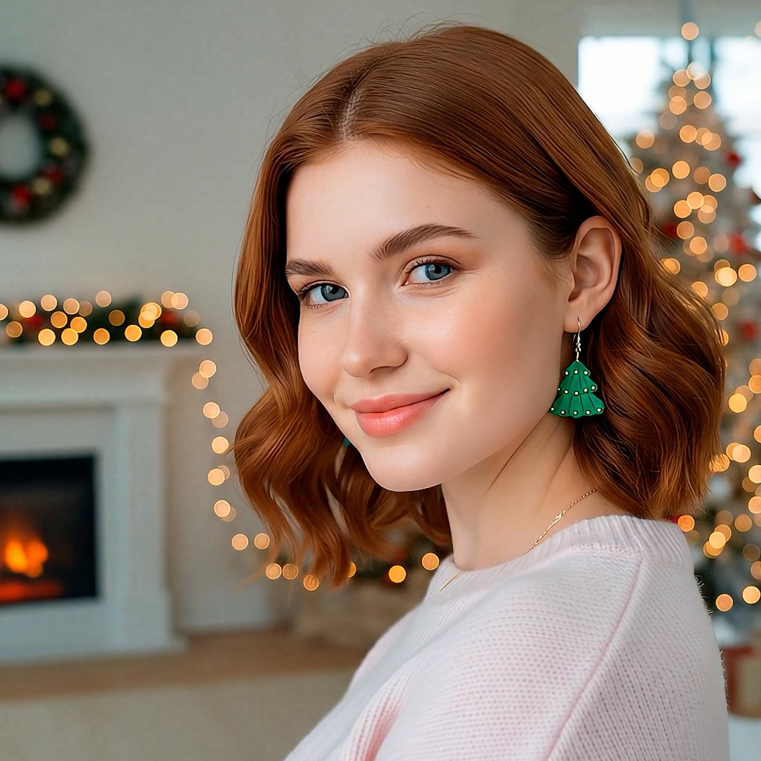 Handmade Christmas Tree Earrings