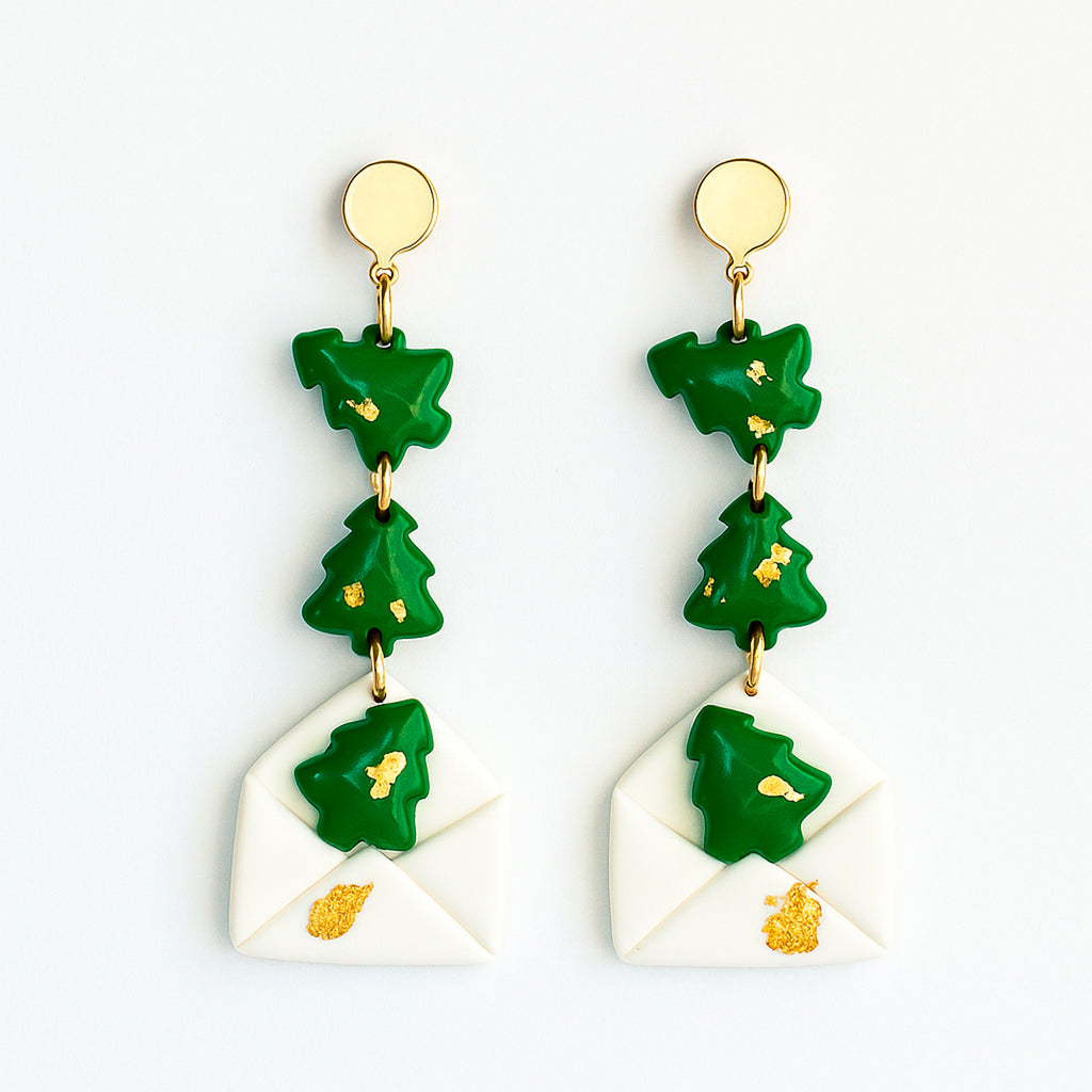 Handmade Christmas envelope earrings