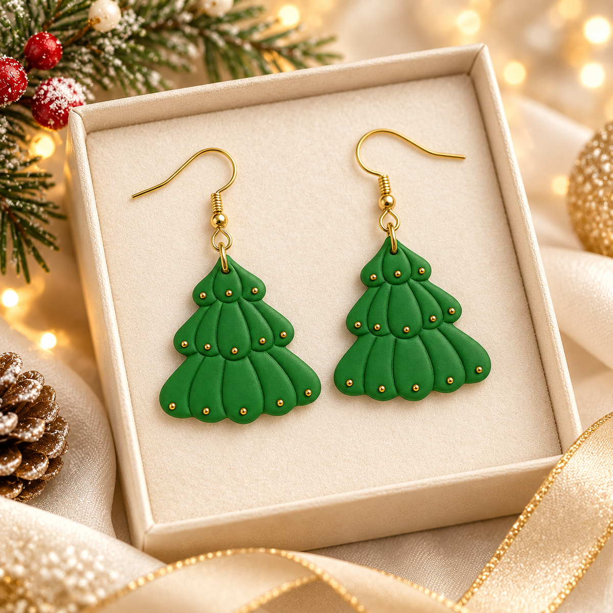 Handmade Christmas Tree Earrings