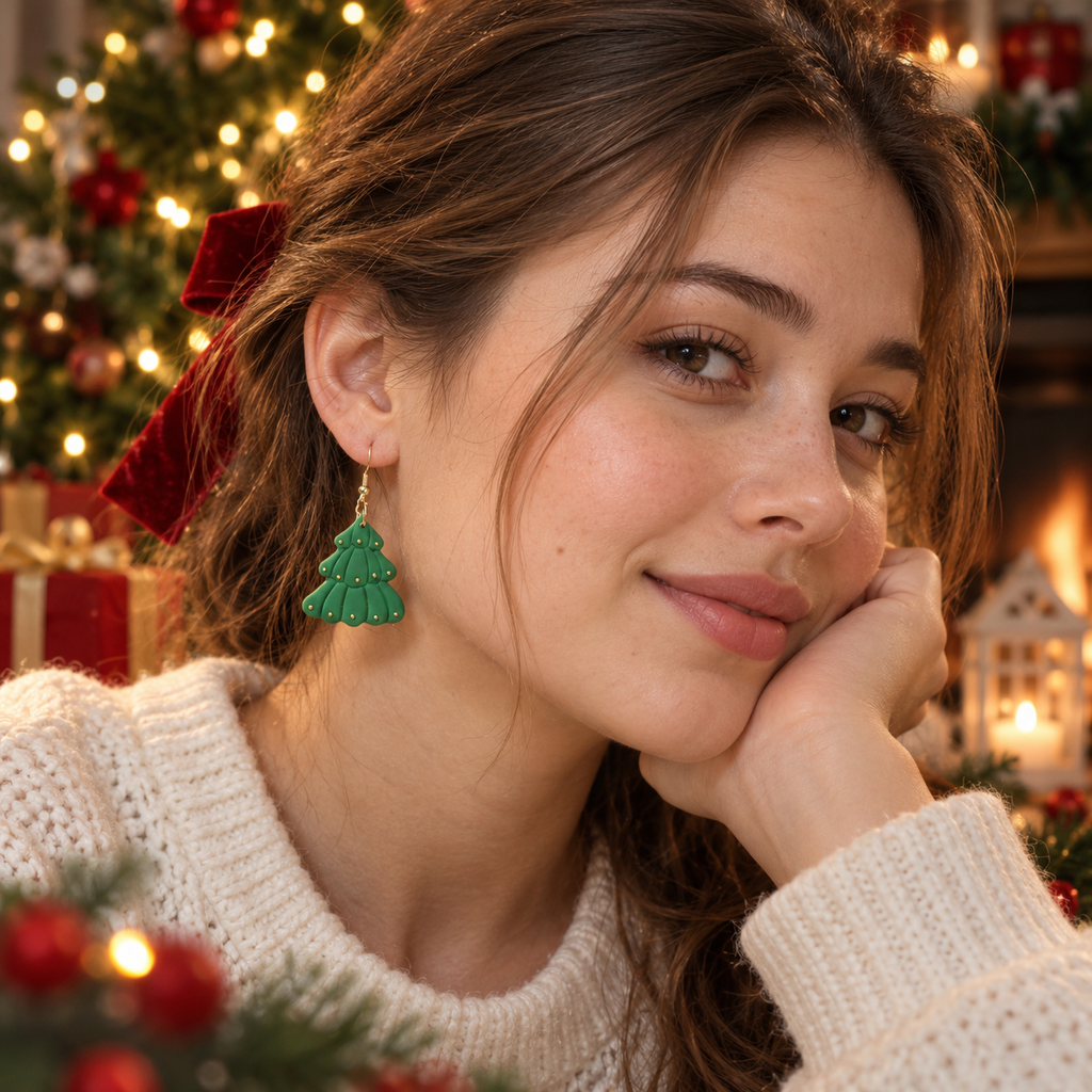 Handgefertigte Weihnachtsschmuck-Ohrringe
