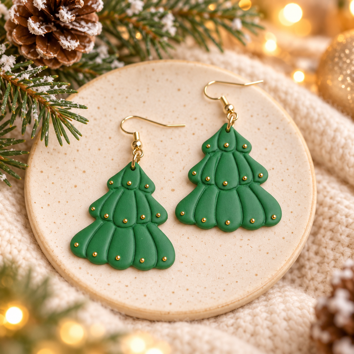 Handmade Christmas Tree Earrings