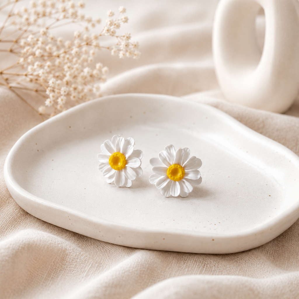 Minimalist Daisy Stud Earrings