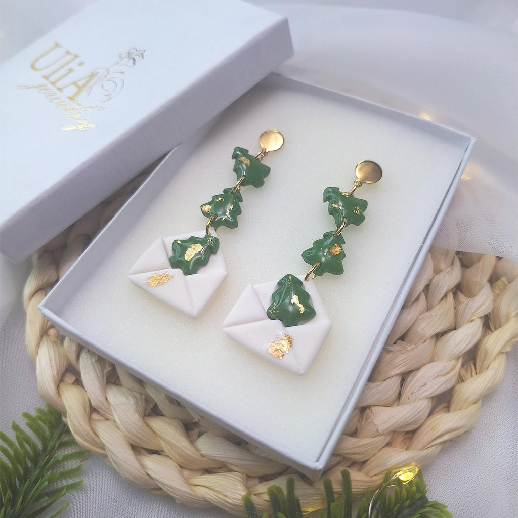 Handmade Christmas envelope earrings