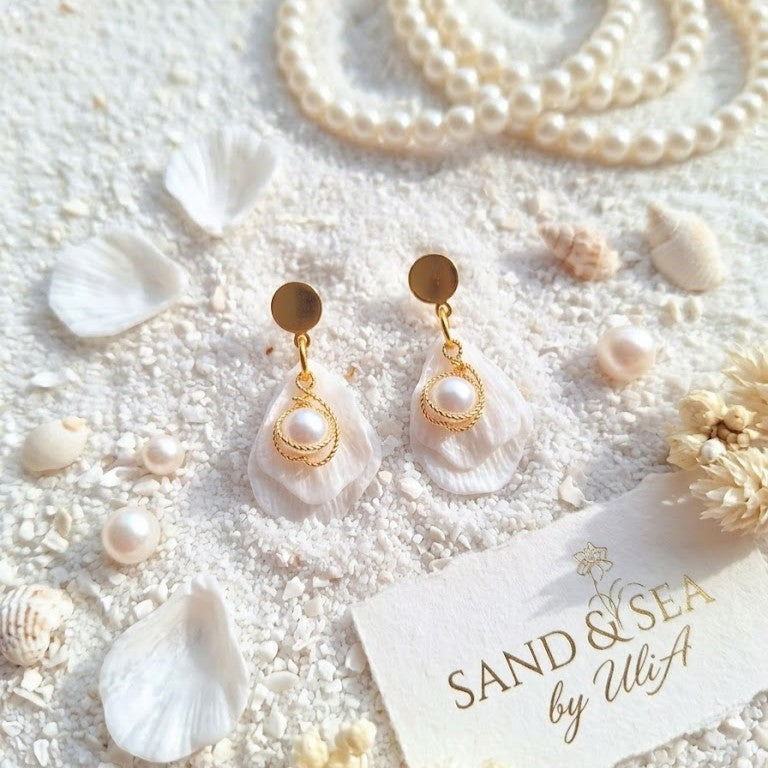 Pearl Petal Earrings | Lightweight White Floral Jewelry