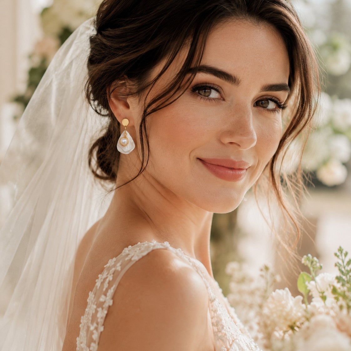 Pearl Petal Earrings | Lightweight White Floral Jewelry