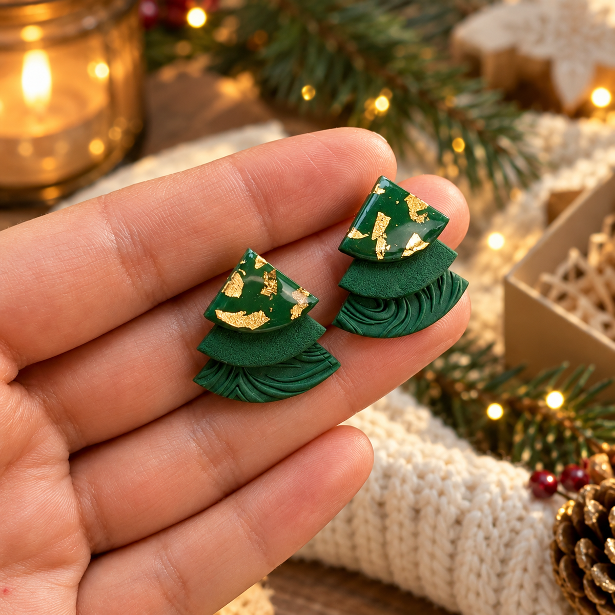 Christmas Tree Earrings stud