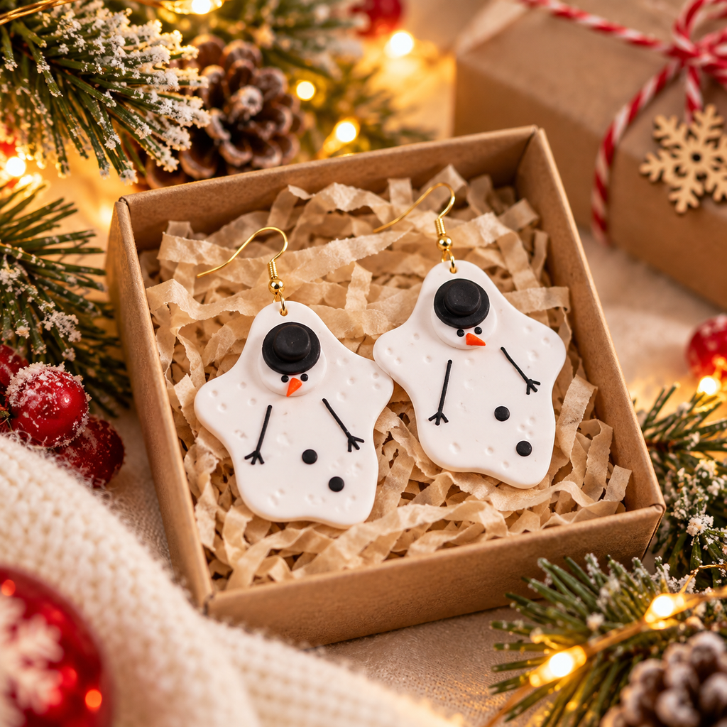 Melted Snowman Earrings