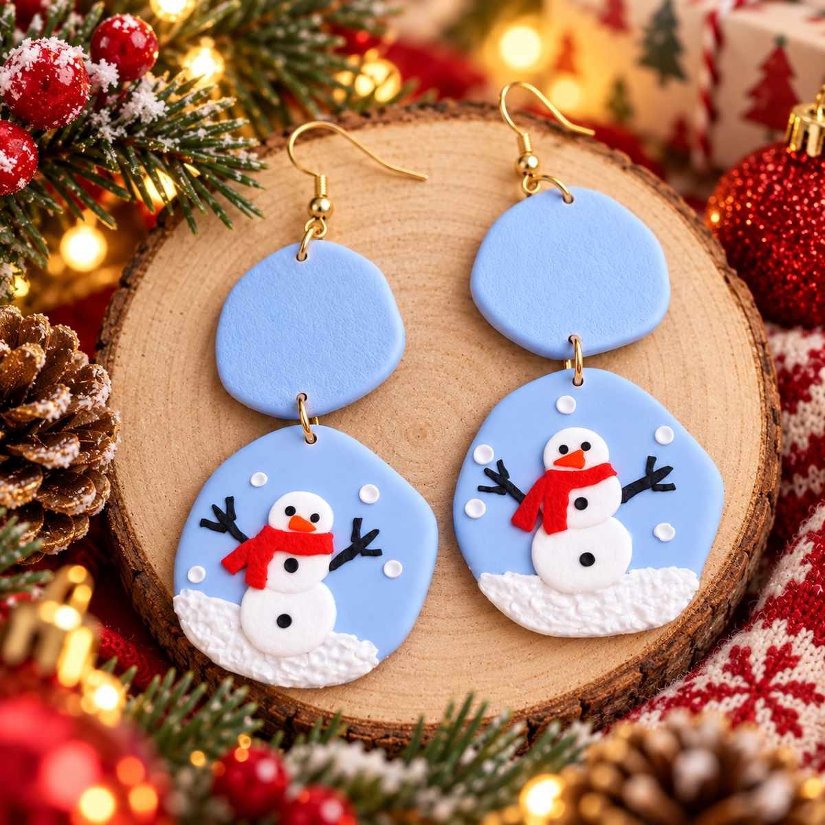 Snowman Christmas Earrings