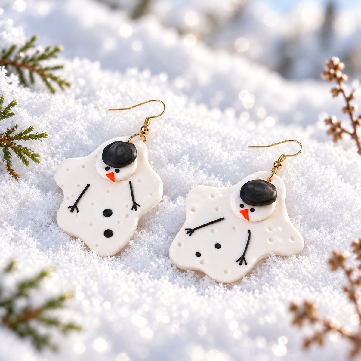 Melted Snowman Earrings