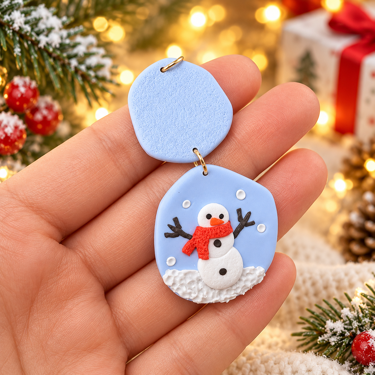 Snowman Christmas Earrings