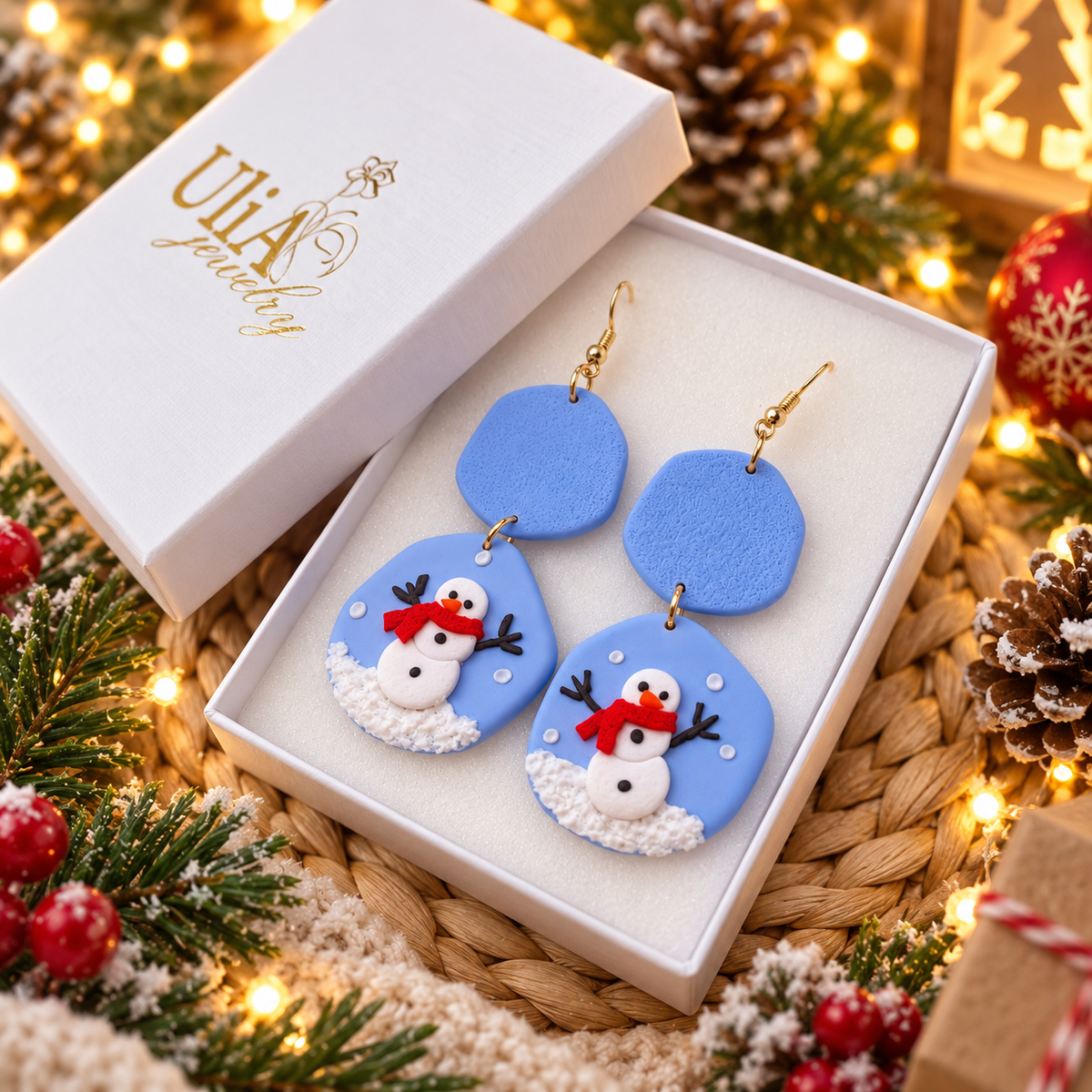 Snowman Christmas Earrings