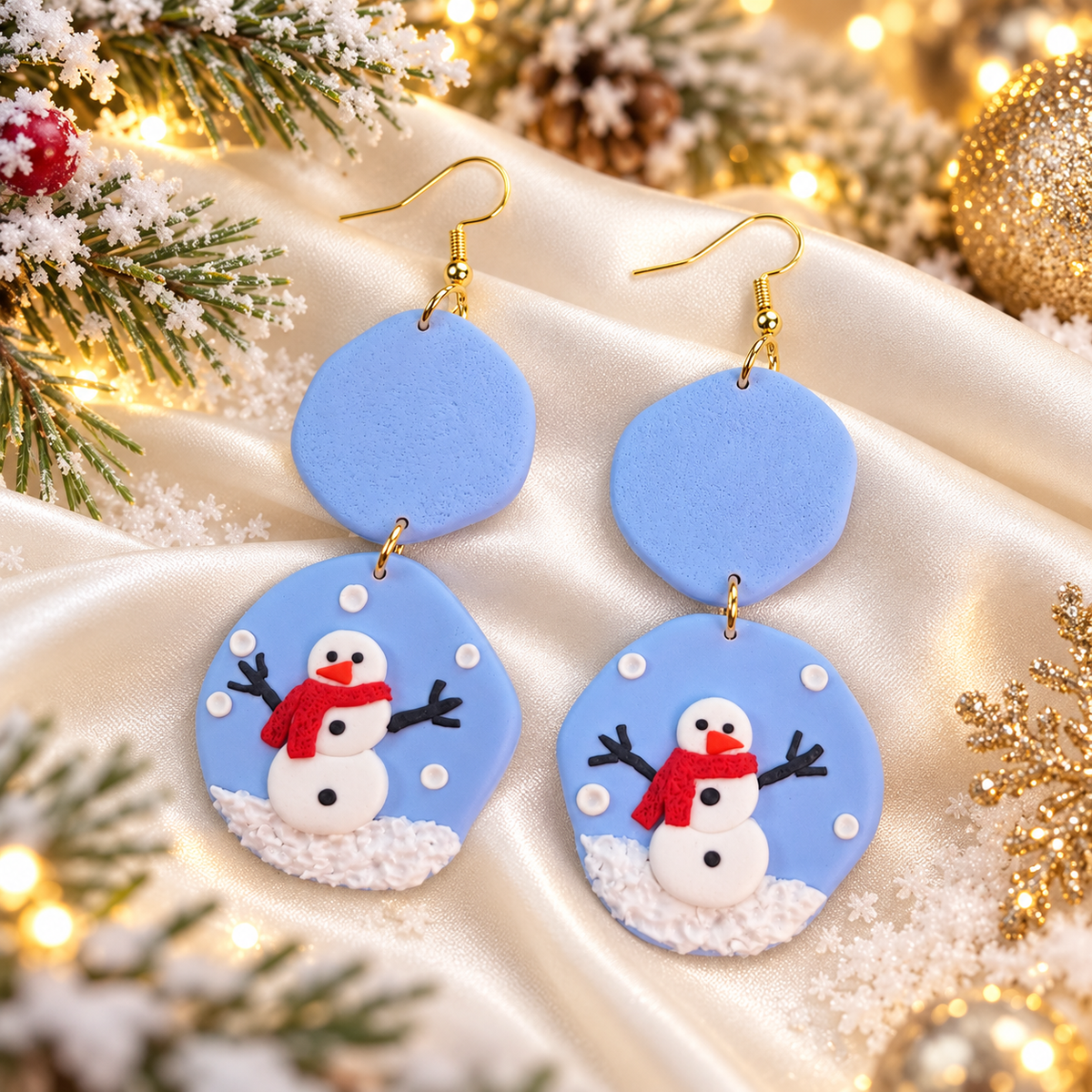 Snowman Christmas Earrings