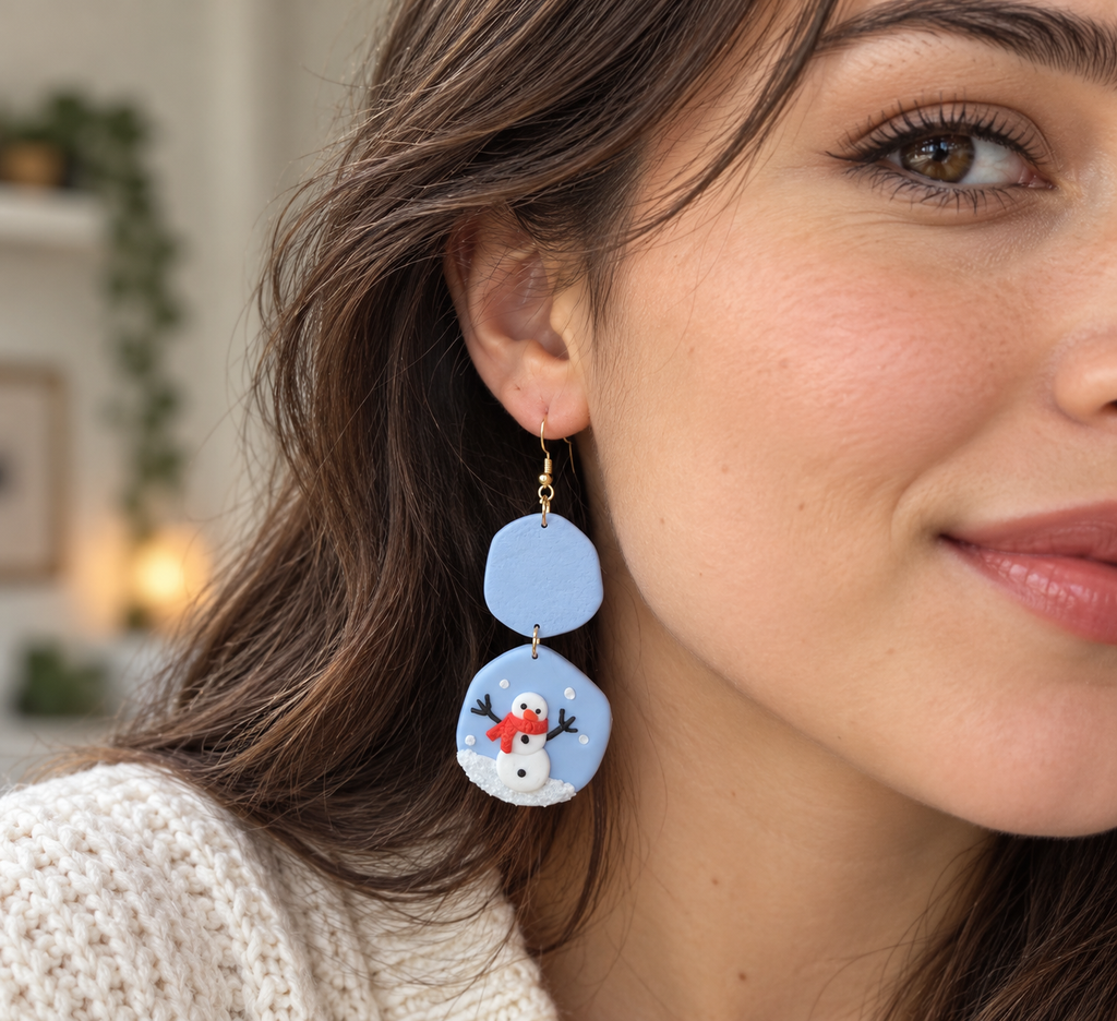 Snowman Christmas Earrings