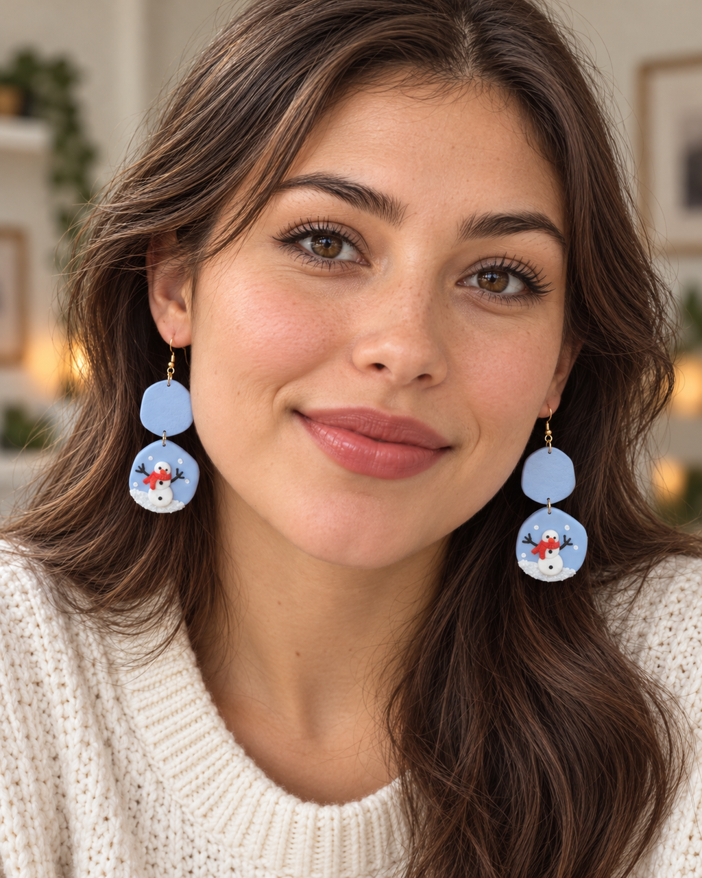Snowman Christmas Earrings