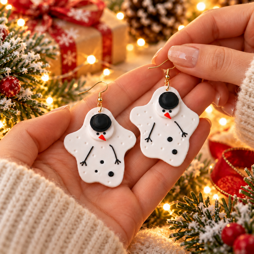 Melted Snowman Earrings