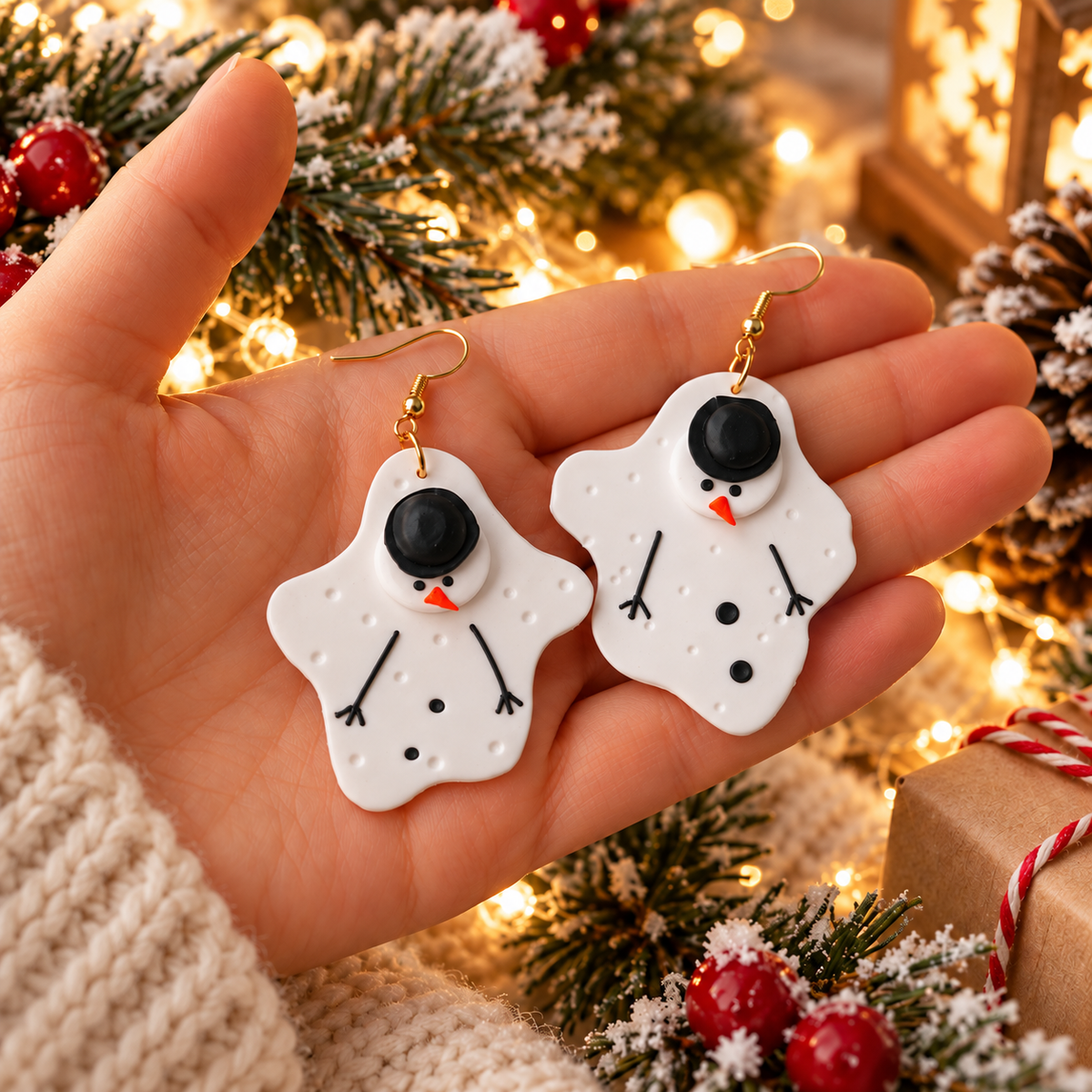 Melted Snowman Earrings