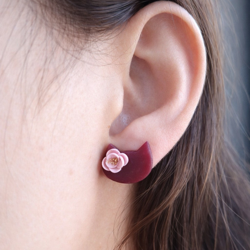 Mini Stud Earrings Set – Hearts & Cats