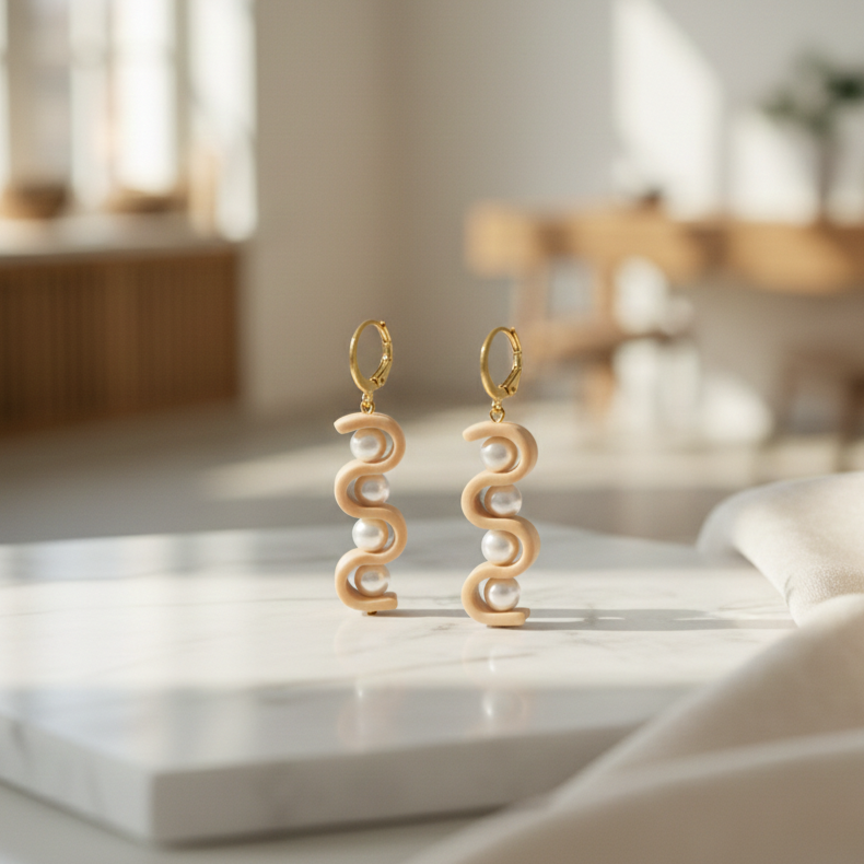 Beige Pearl Earrings