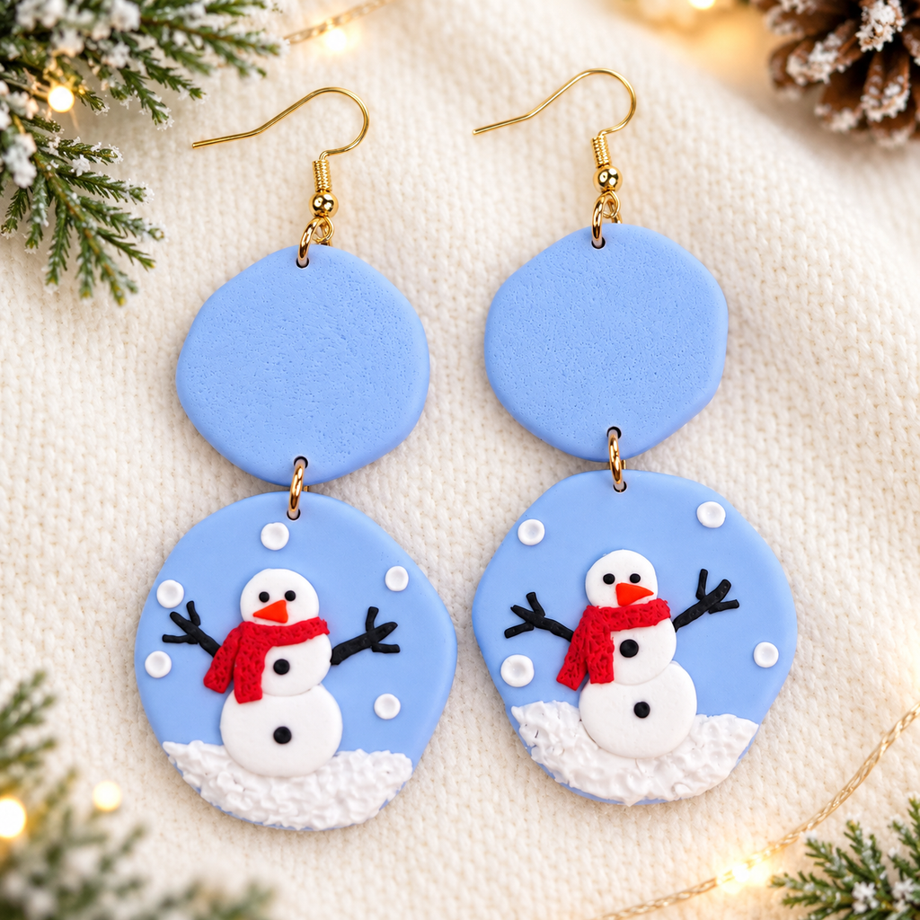 Snowman Christmas Earrings