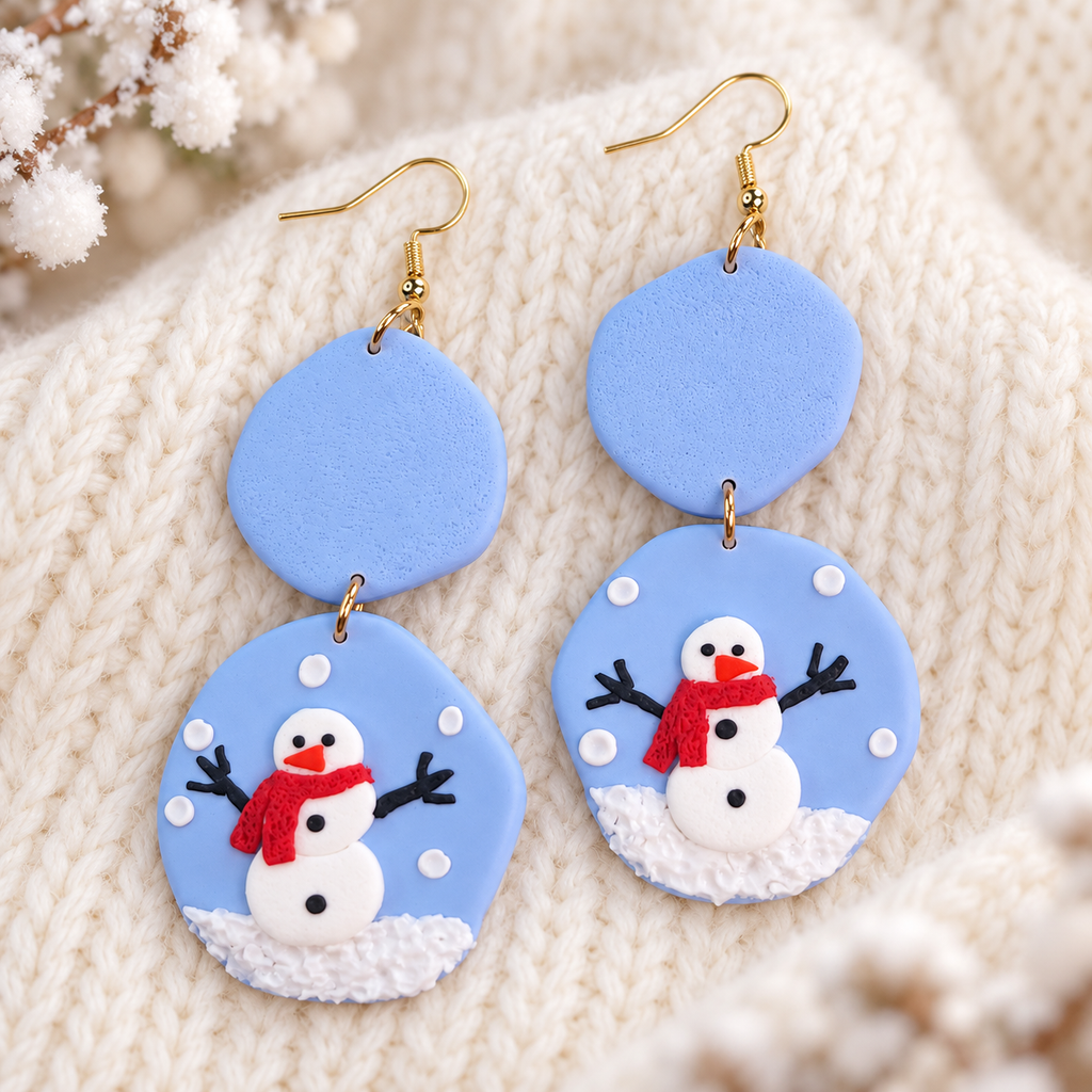 Snowman Christmas Earrings
