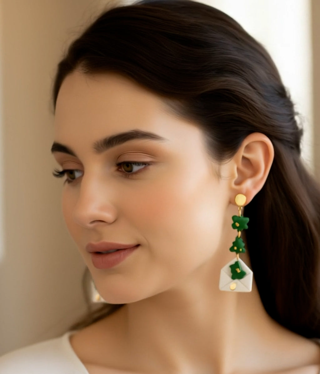 Handmade Christmas envelope earrings